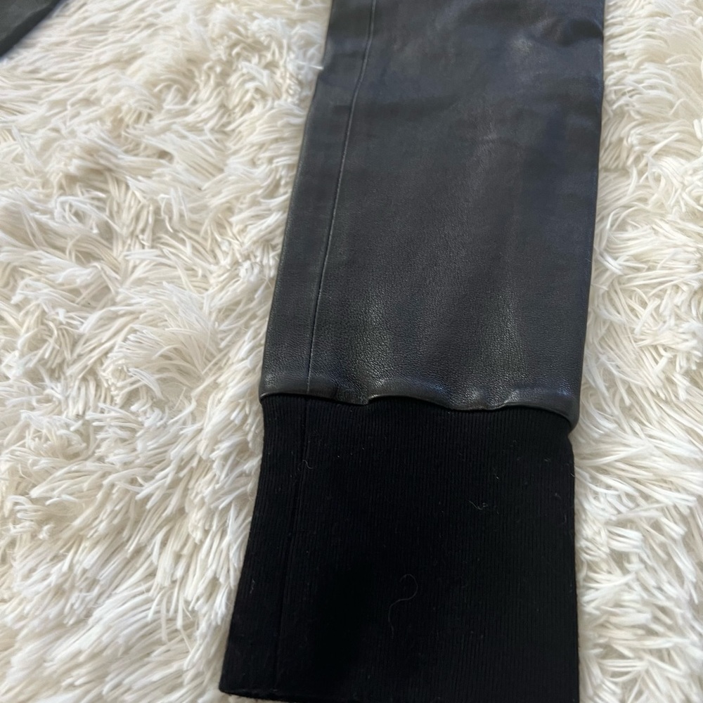 VINCE Knit Cuff Leather Stretch Leggings Pants - Size S - Picture 6 of 8